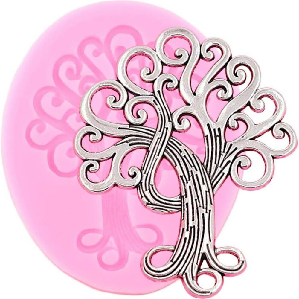 1pc Life Tree Embellishment Silicone Mold for DIY Soap Mould Gum Paste Candy Cho
